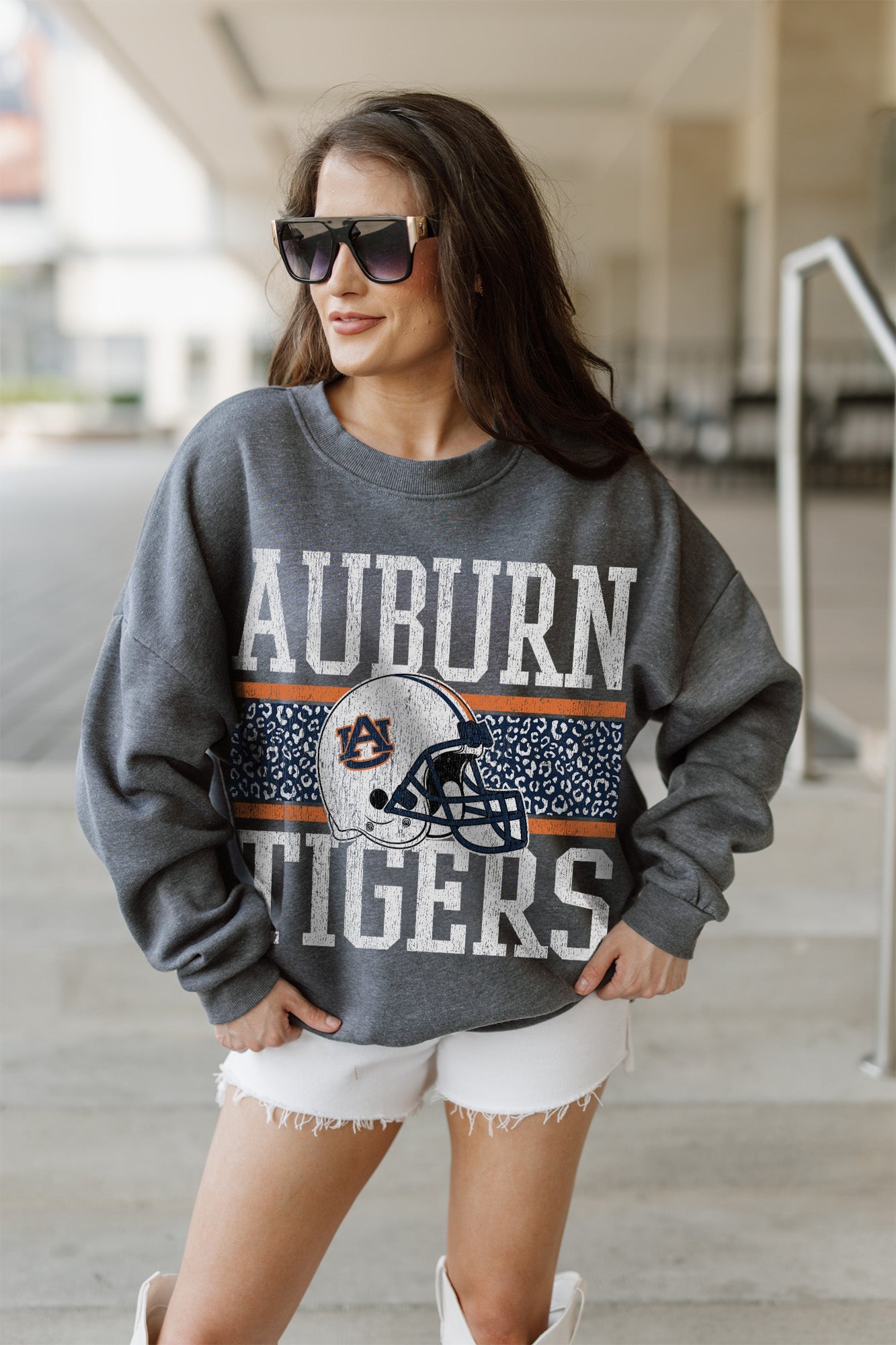 AUBURN TIGERS WILD TAILGATE PREMIUM FLEECE DROP SHOULDER CREWNECK PULLOVER