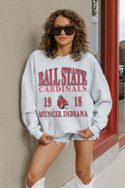 BALL STATE CARDINALS ALLEGIANCE PREMIUM FLEECE DROP SHOULDER CREWNECK PULLOVER