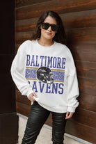 BALTIMORE RAVENS FAIR CATCH PREMIUM FLEECE DROP SHOULDER CREWNECK PULLOVER