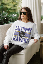 BALTIMORE RAVENS FAIR CATCH PREMIUM FLEECE DROP SHOULDER CREWNECK PULLOVER