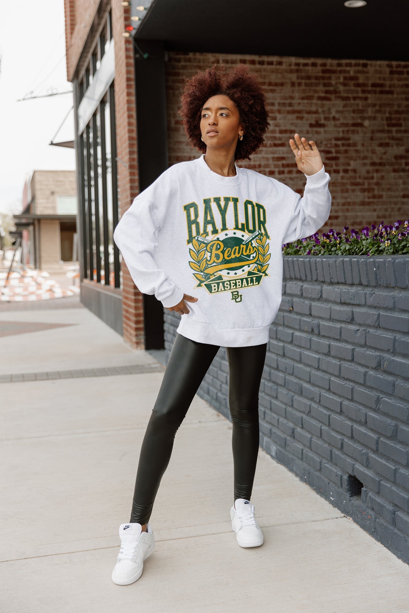 BAYLOR BEARS BASES LOADED PREMIUM FLEECE DROP SHOULDER CREWNECK PULLOVER