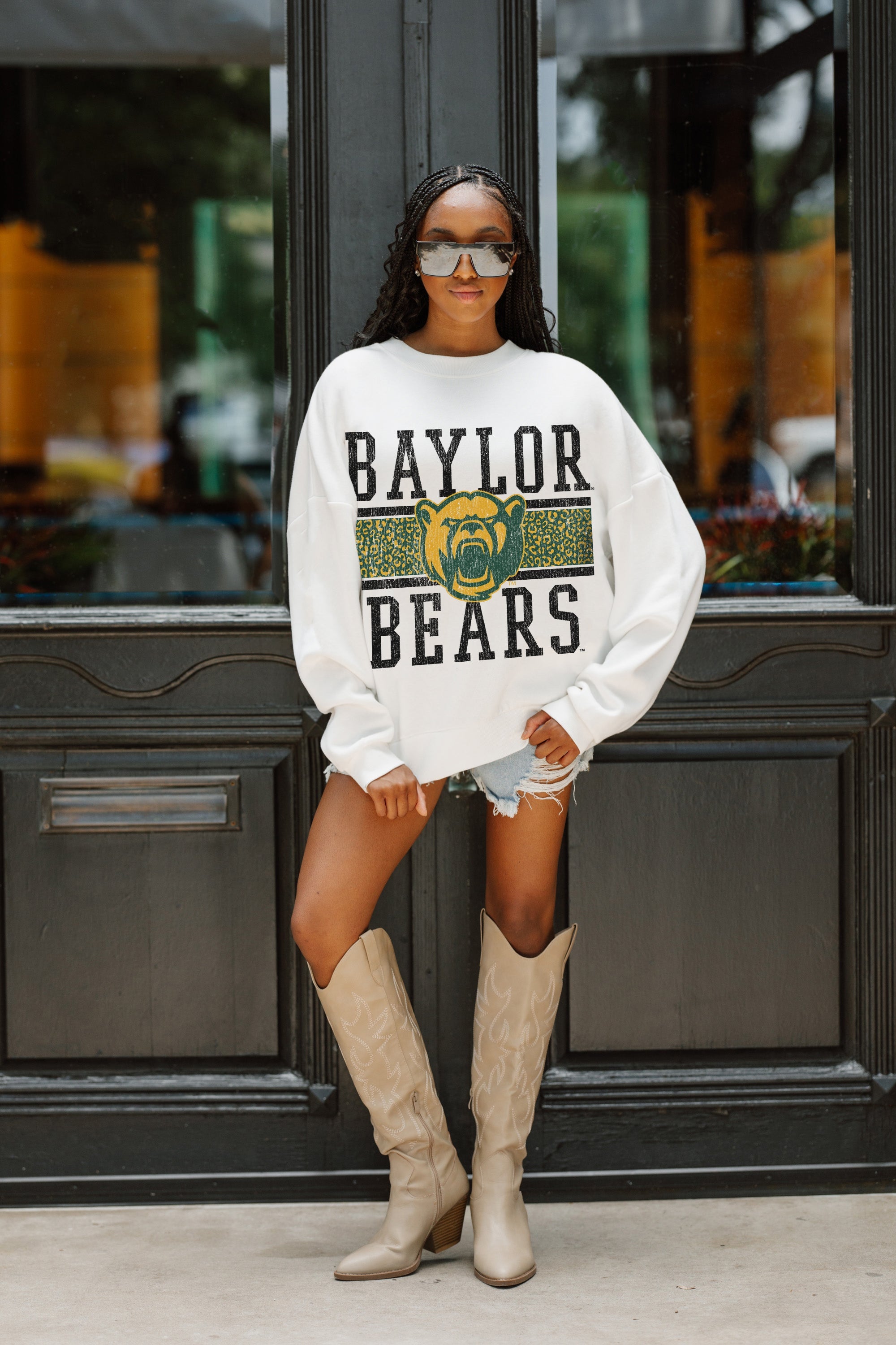 BAYLOR BEARS FAIR CATCH PREMIUM FLEECE DROP SHOULDER CREWNECK PULLOVER