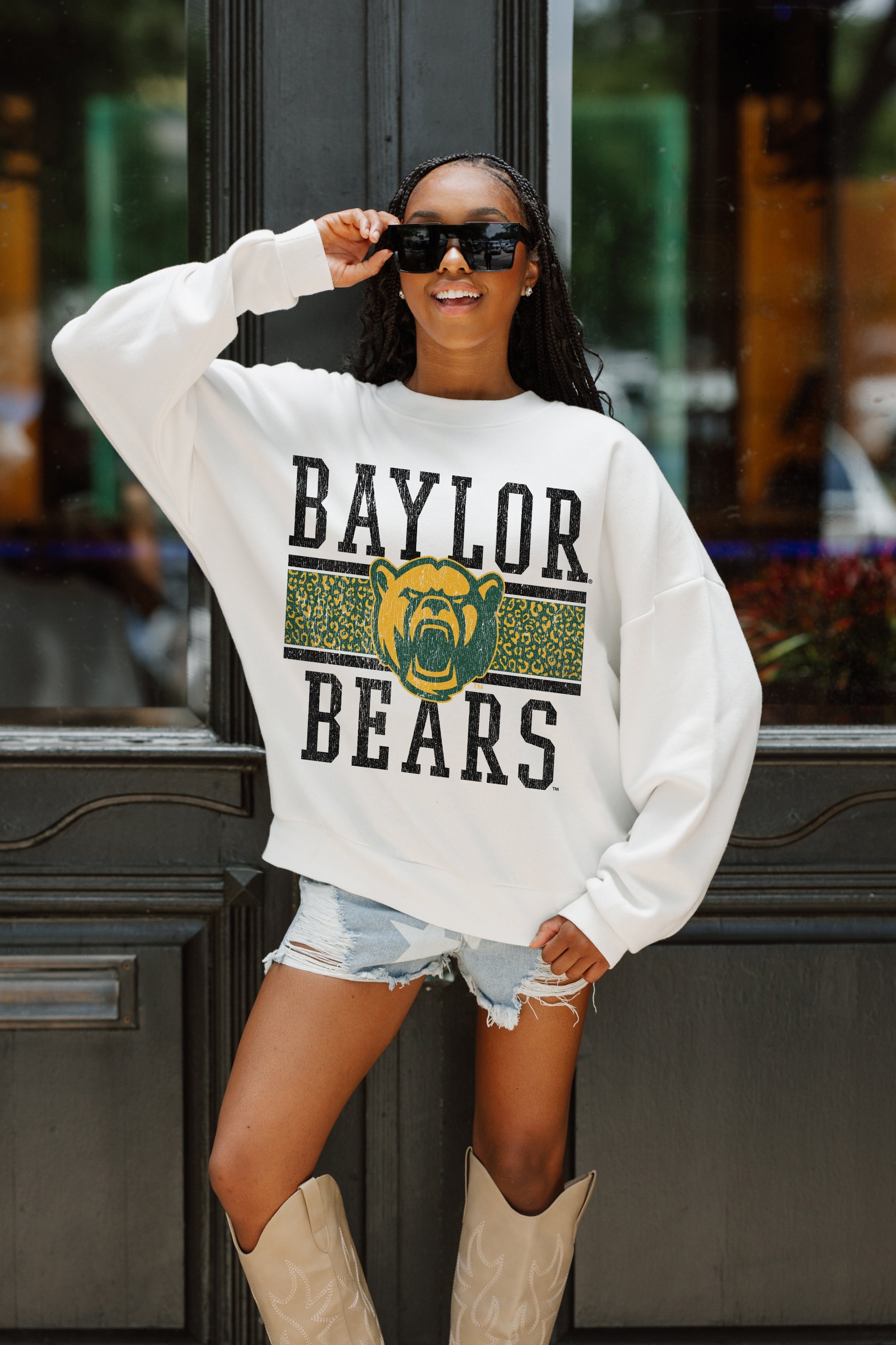 BAYLOR BEARS FAIR CATCH PREMIUM FLEECE DROP SHOULDER CREWNECK PULLOVER