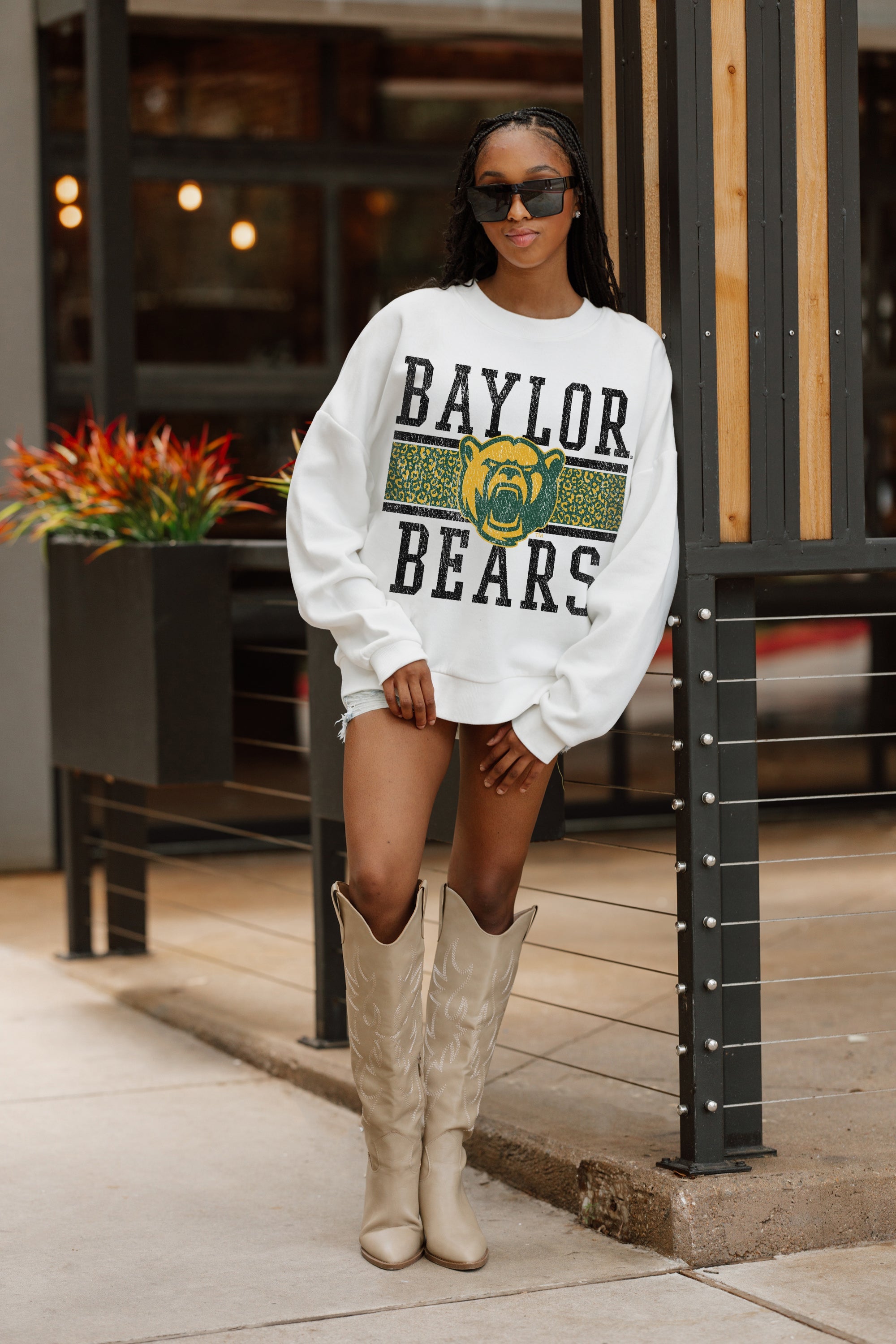 BAYLOR BEARS FAIR CATCH PREMIUM FLEECE DROP SHOULDER CREWNECK PULLOVER