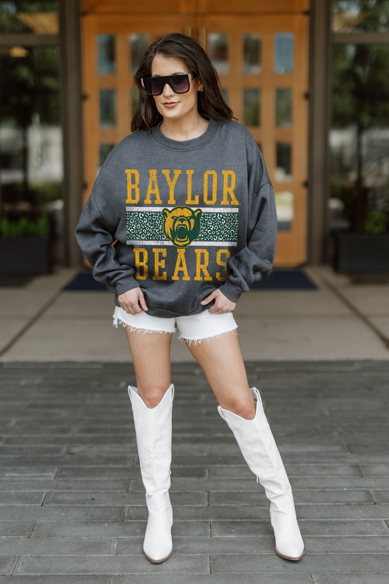 BAYLOR BEARS WILD TAILGATE PREMIUM FLEECE DROP SHOULDER CREWNECK PULLOVER