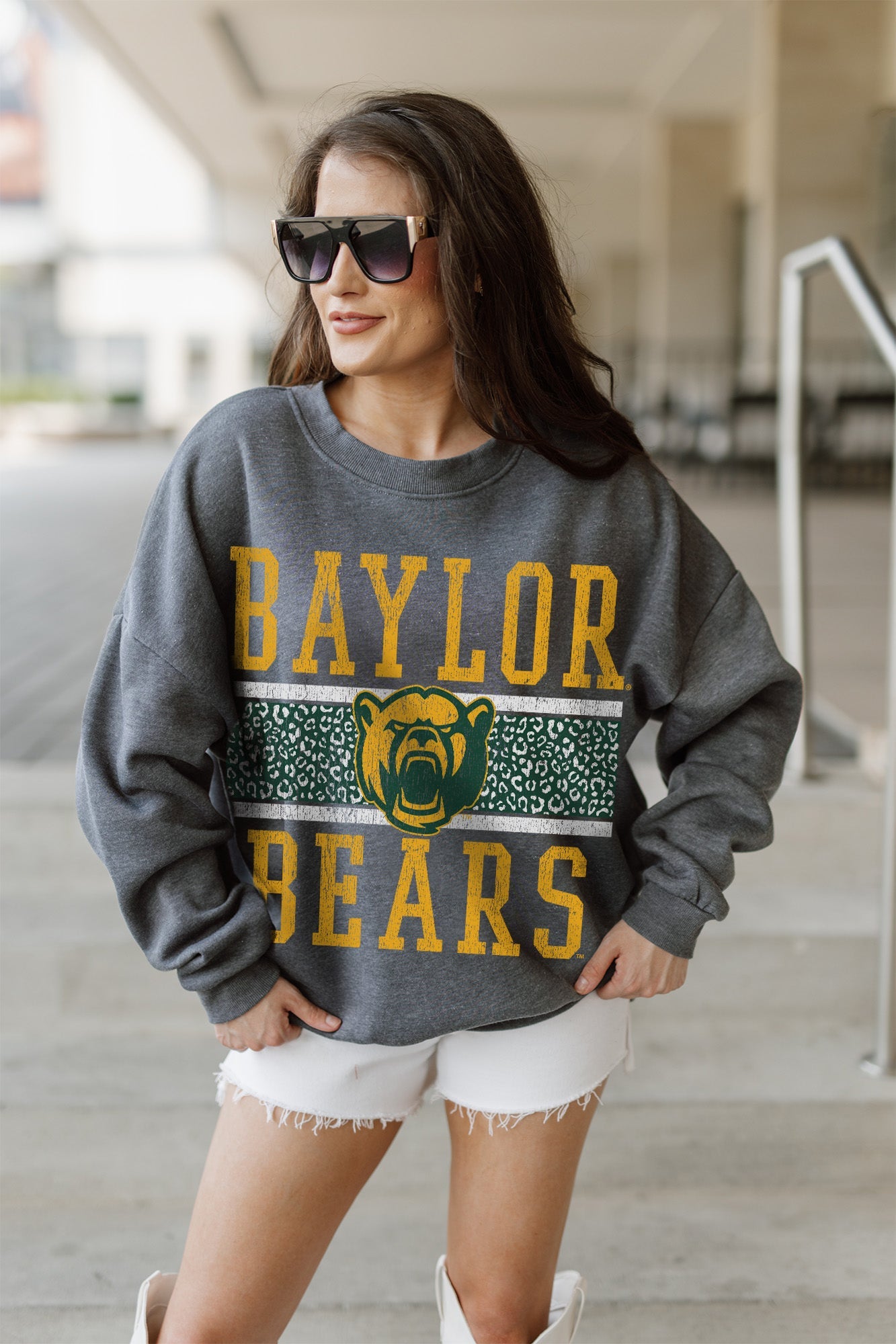 BAYLOR BEARS WILD TAILGATE PREMIUM FLEECE DROP SHOULDER CREWNECK PULLOVER