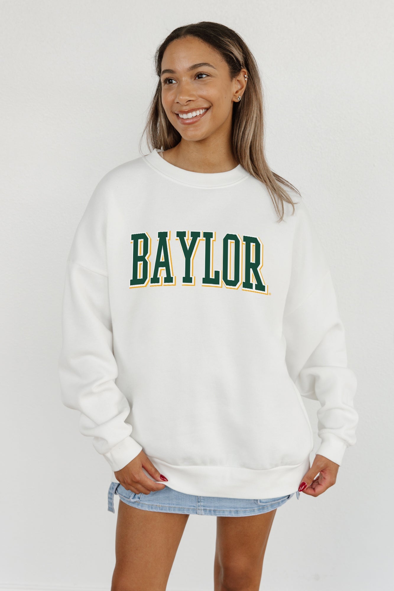 BAYLOR BEARS ALL-STAR APPEAL PREMIUM FLEECE DROP SHOULDER CREWNECK PULLOVER BY MADI PREWETT TROUTT