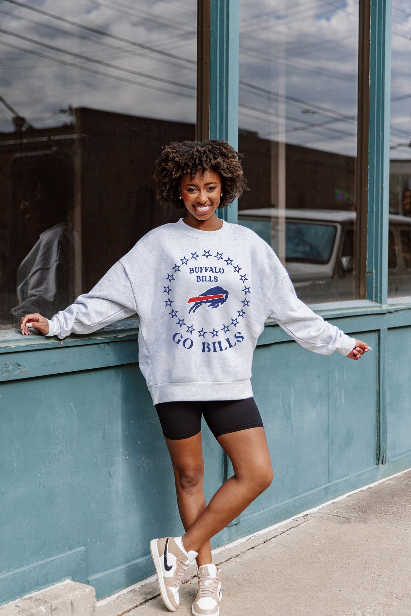 BUFFALO BILLS SUPERSTAR PREMIUM FLEECE DROP SHOULDER CREWNECK PULLOVER