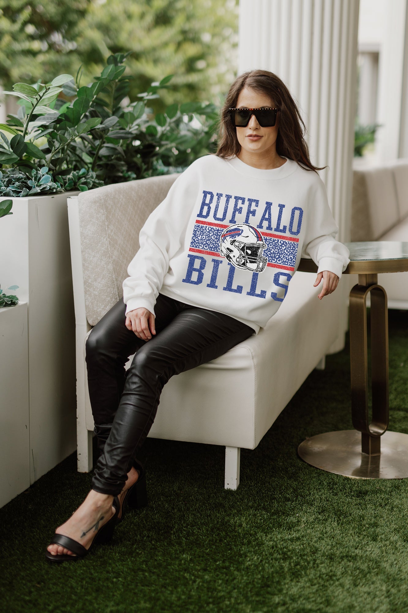 BUFFALO BILLS FAIR CATCH PREMIUM FLEECE DROP SHOULDER CREWNECK PULLOVER