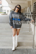 BUFFALO BULLS WILD TAILGATE PREMIUM FLEECE DROP SHOULDER CREWNECK PULLOVER