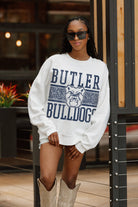 BUTLER BULLDOGS FAIR CATCH PREMIUM FLEECE DROP SHOULDER CREWNECK PULLOVER