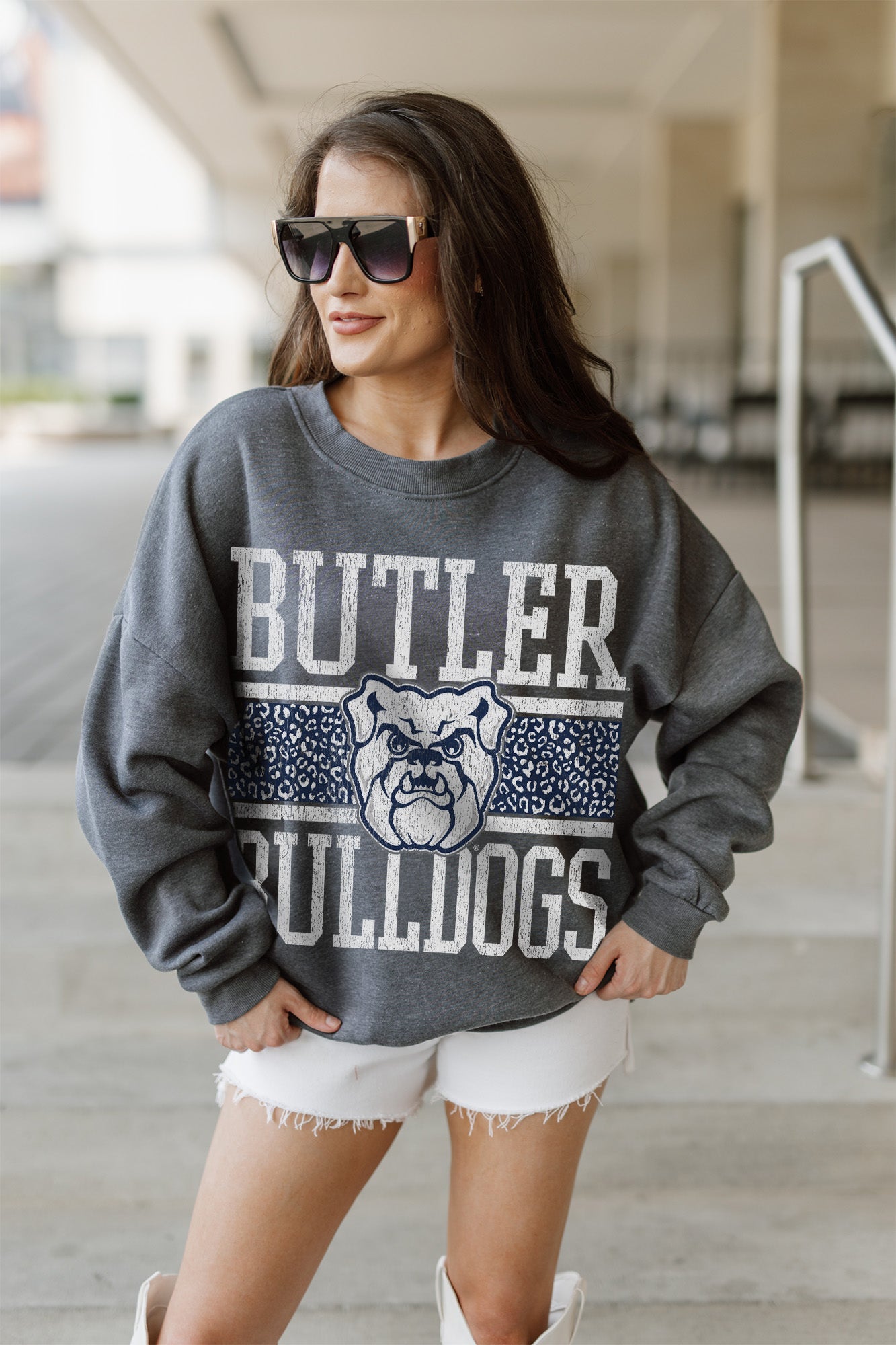 BUTLER BULLDOGS WILD TAILGATE PREMIUM FLEECE DROP SHOULDER CREWNECK PULLOVER