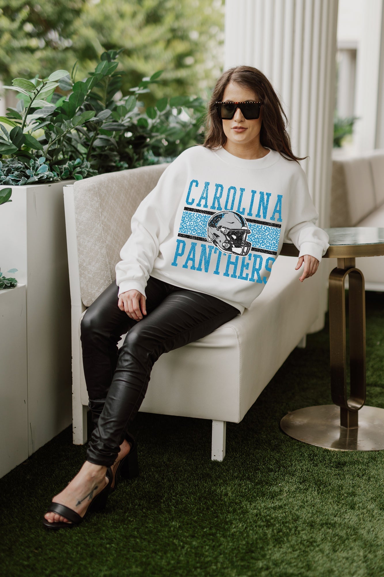 CAROLINA PANTHERS FAIR CATCH PREMIUM FLEECE DROP SHOULDER CREWNECK PULLOVER