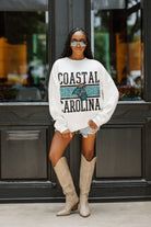 COASTAL CAROLINA CHANTICLEERS FAIR CATCH PREMIUM FLEECE DROP SHOULDER CREWNECK PULLOVER