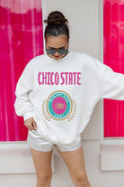 CHICO STATE WILDCATS GOAL GETTER PREMIUM FLEECE DROP SHOULDER CREWNECK PULLOVER