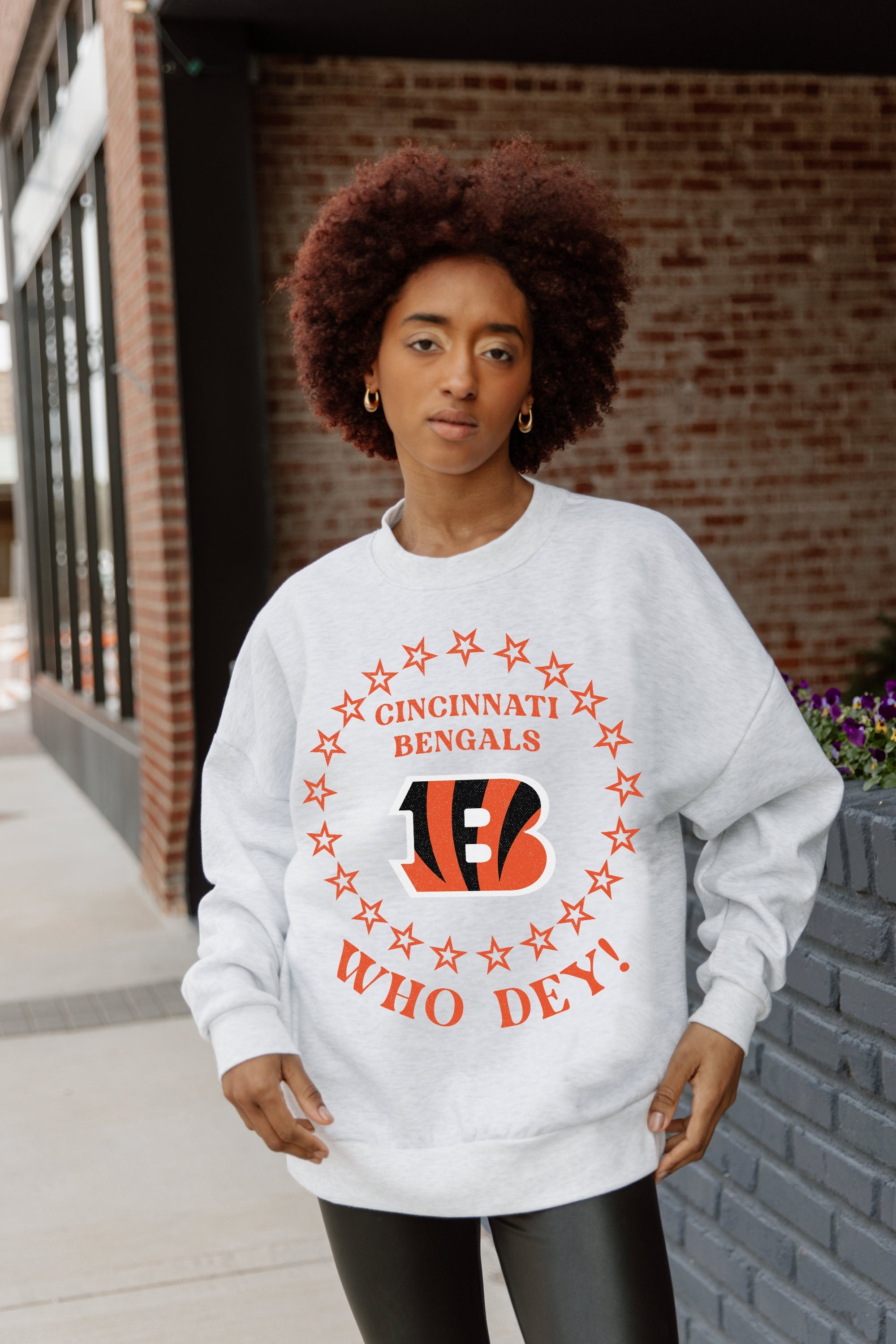 CINCINNATI BENGALS SUPERSTAR PREMIUM FLEECE DROP SHOULDER CREWNECK PULLOVER