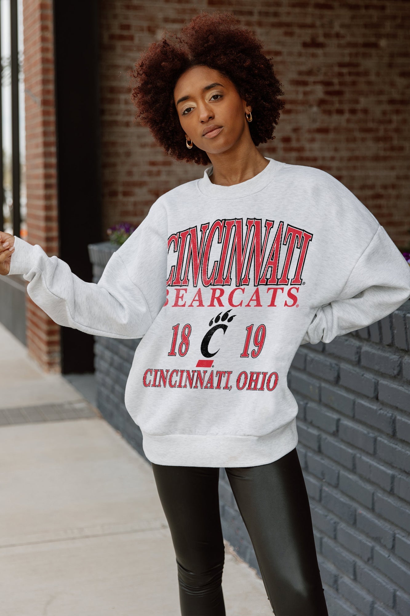 CINCINNATI BEARCATS ALLEGIANCE PREMIUM FLEECE DROP SHOULDER CREWNECK PULLOVER