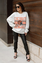 CINCINNATI BENGALS FAIR CATCH PREMIUM FLEECE DROP SHOULDER CREWNECK PULLOVER