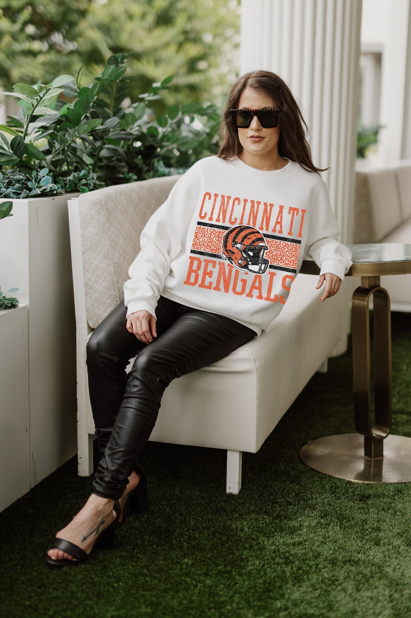 CINCINNATI BENGALS FAIR CATCH PREMIUM FLEECE DROP SHOULDER CREWNECK PULLOVER