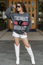 CINCINNATI BEARCATS WILD TAILGATE PREMIUM FLEECE DROP SHOULDER CREWNECK PULLOVER