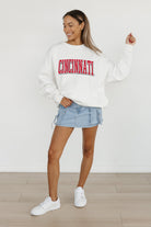 CINCINNATI BEARCATS ALL-STAR APPEAL PREMIUM FLEECE DROP SHOULDER CREWNECK PULLOVER BY MADI PREWETT TROUTT