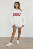 CINCINNATI BEARCATS ALL-STAR APPEAL PREMIUM FLEECE DROP SHOULDER CREWNECK PULLOVER BY MADI PREWETT TROUTT