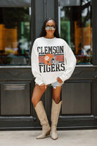 CLEMSON TIGERS FAIR CATCH PREMIUM FLEECE DROP SHOULDER CREWNECK PULLOVER