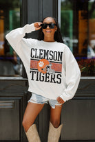 CLEMSON TIGERS FAIR CATCH PREMIUM FLEECE DROP SHOULDER CREWNECK PULLOVER