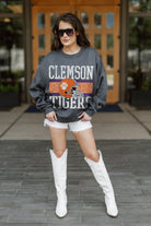 CLEMSON TIGERS WILD TAILGATE PREMIUM FLEECE DROP SHOULDER CREWNECK PULLOVER