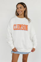 CLEMSON TIGERS ALL-STAR APPEAL PREMIUM FLEECE DROP SHOULDER CREWNECK PULLOVER BY MADI PREWETT TROUTT