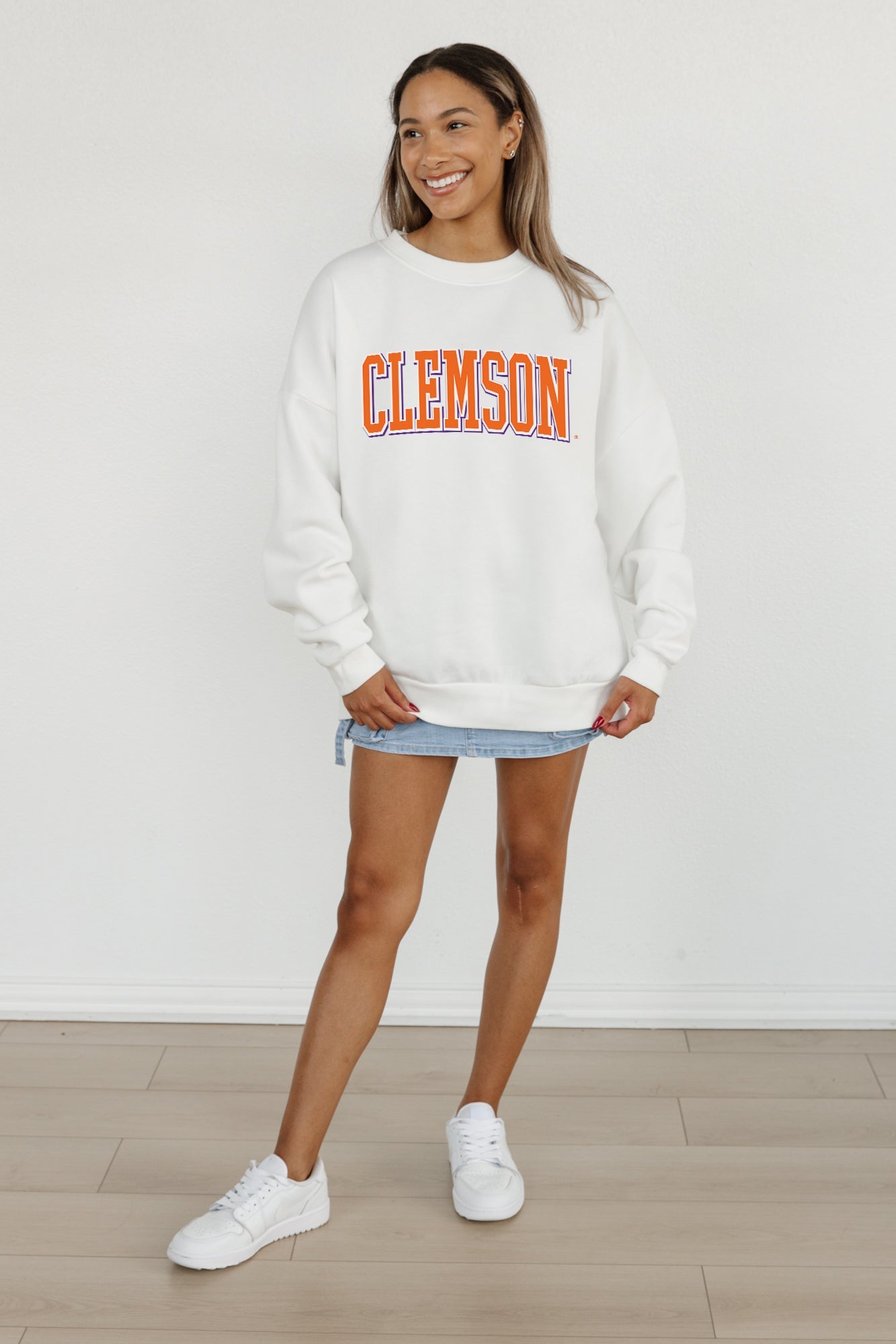 CLEMSON TIGERS ALL-STAR APPEAL PREMIUM FLEECE DROP SHOULDER CREWNECK PULLOVER BY MADI PREWETT TROUTT