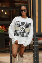 COLORADO BUFFALOES FAIR CATCH PREMIUM FLEECE DROP SHOULDER CREWNECK PULLOVER