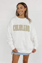 COLORADO BUFFALOES ALL-STAR APPEAL PREMIUM FLEECE DROP SHOULDER CREWNECK PULLOVER BY MADI PREWETT TROUTT