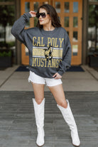 CAL POLY MUSTANGS WILD TAILGATE PREMIUM FLEECE DROP SHOULDER CREWNECK PULLOVER