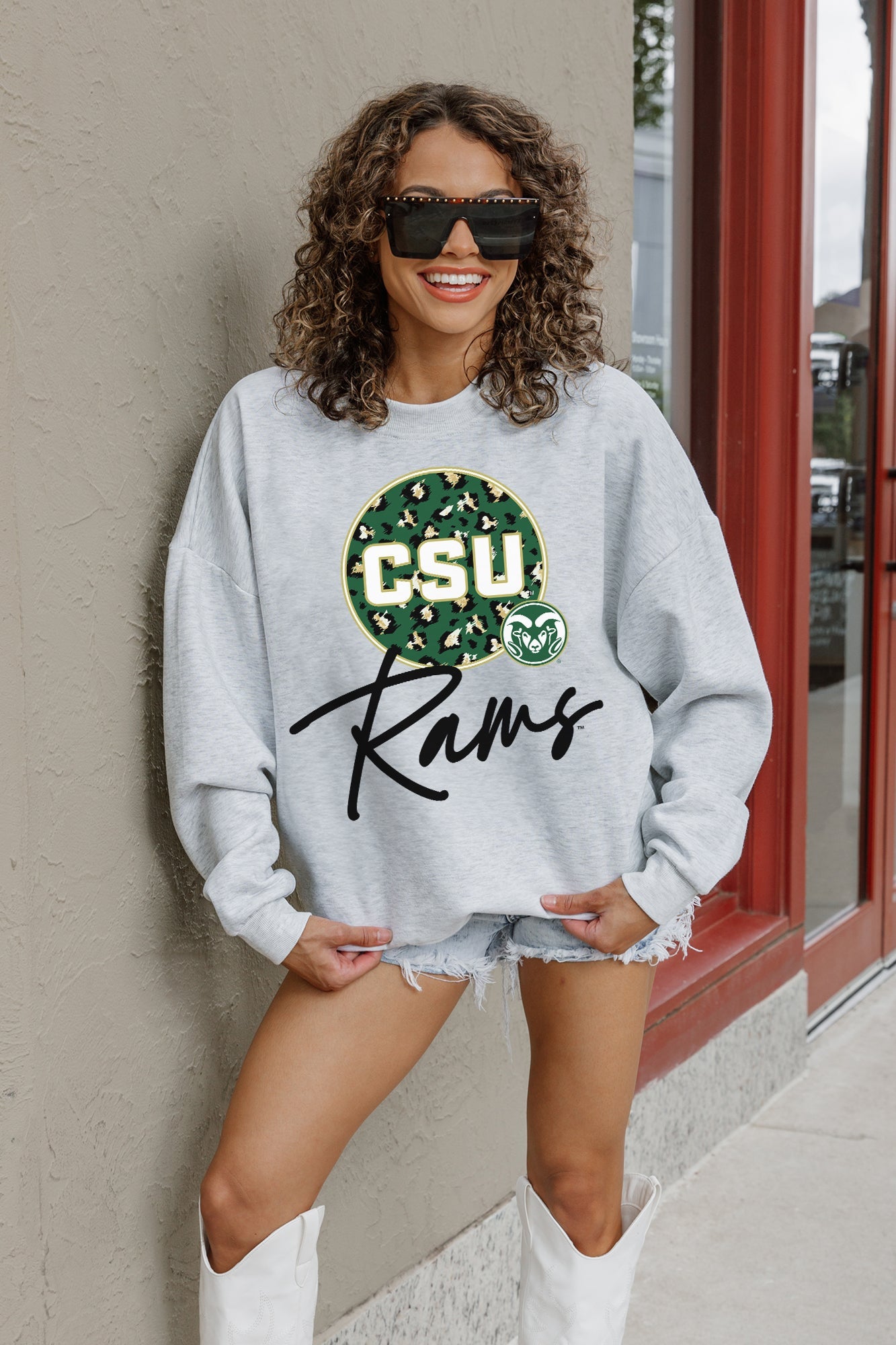 COLORADO STATE RAMS GOING WILD PREMIUM FLEECE DROP SHOULDER CREWNECK PULLOVER