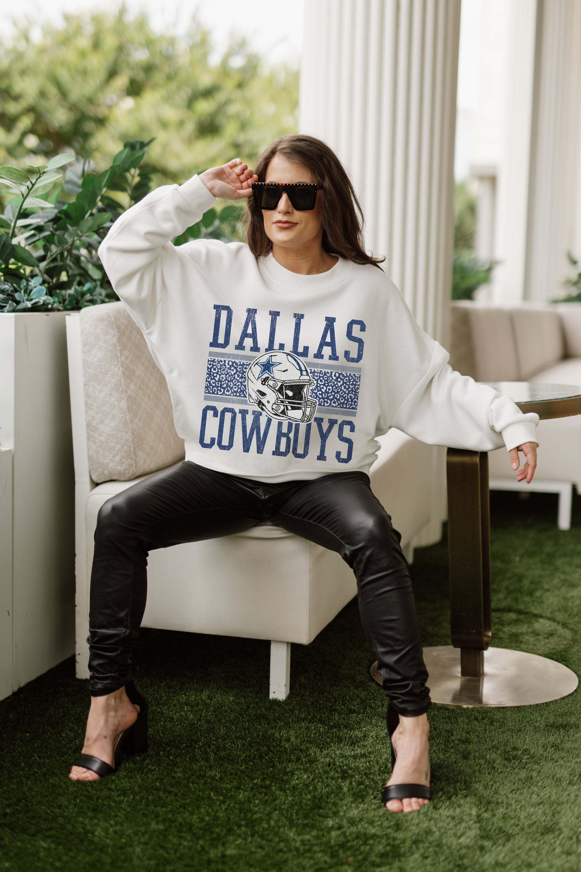 DALLAS COWBOYS FAIR CATCH PREMIUM FLEECE DROP SHOULDER CREWNECK PULLOVER