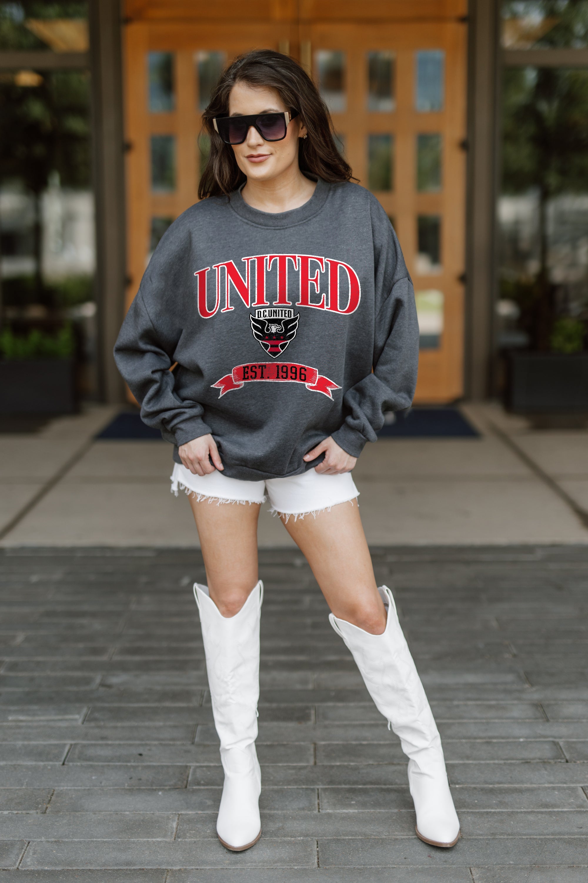 DC UNITED SEAL THE DEAL PREMIUM FLEECE DROP SHOULDER CREWNECK PULLOVER