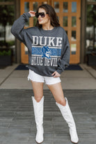 DUKE BLUE DEVILS WILD TAILGATE PREMIUM FLEECE DROP SHOULDER CREWNECK PULLOVER