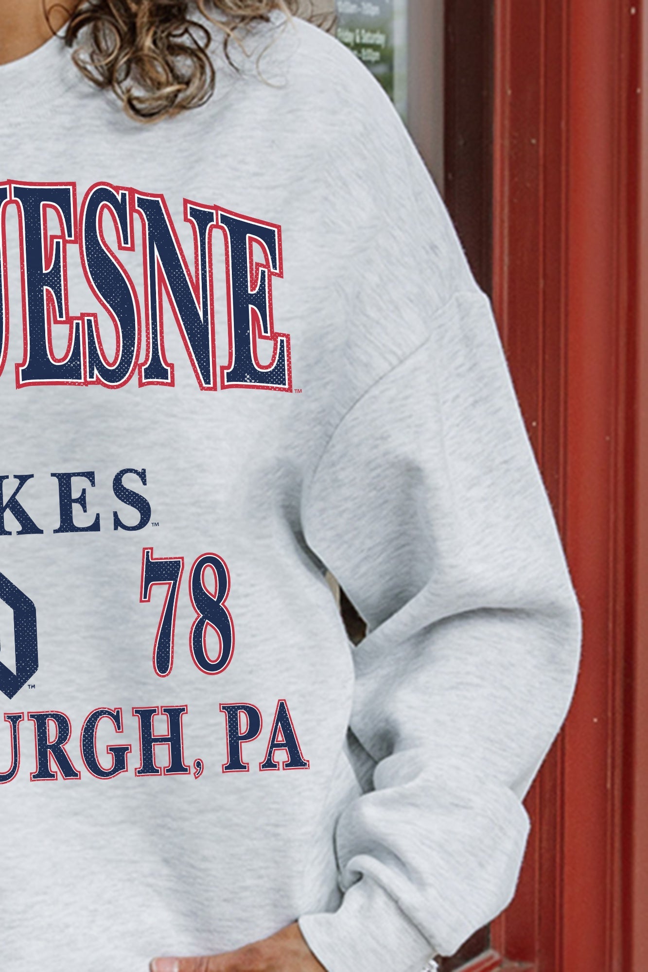 DUQUESNE UNIVERSITY DUKES ALLEGIANCE PREMIUM FLEECE DROP SHOULDER CREWNECK PULLOVER