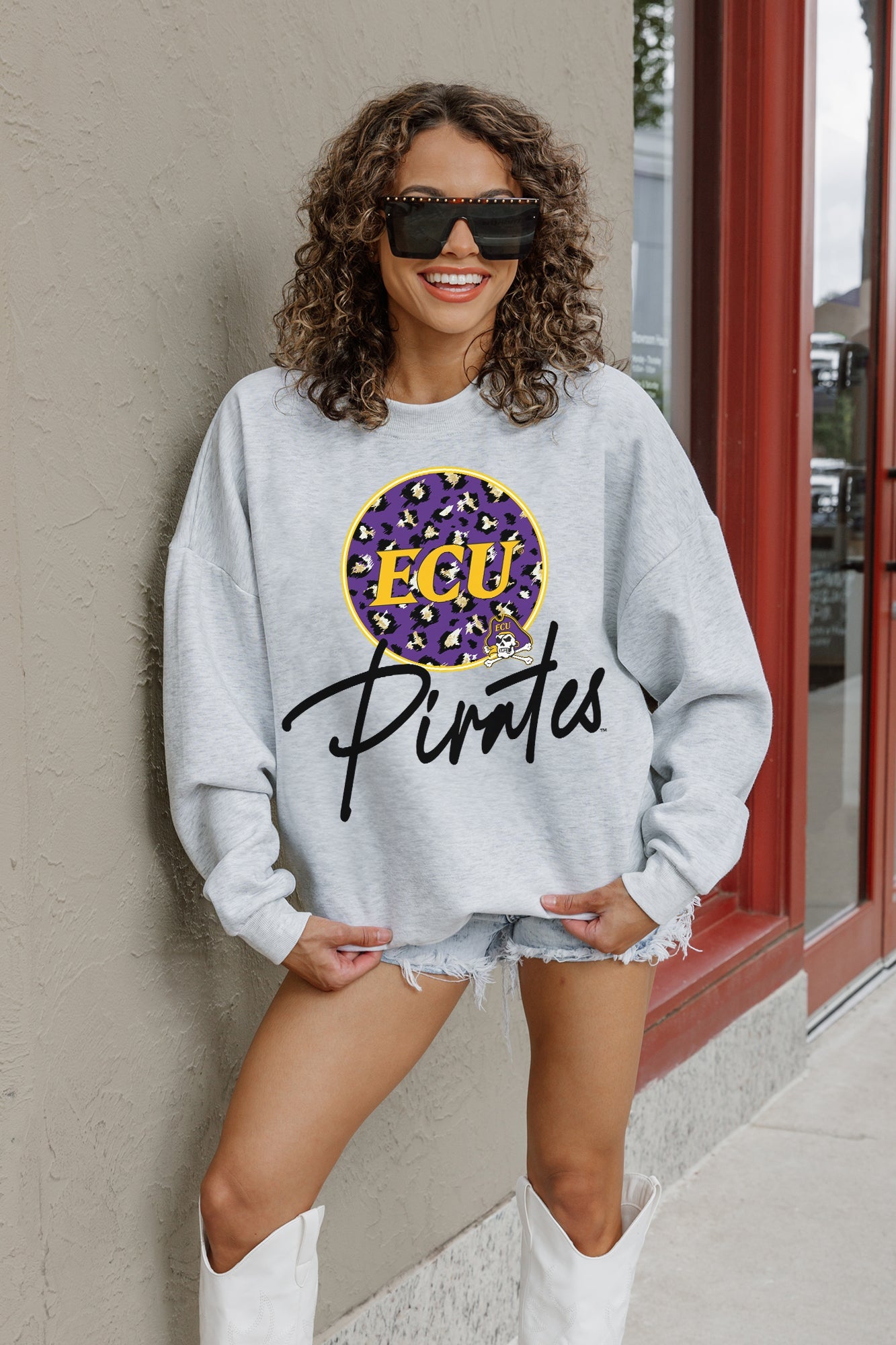 EAST CAROLINA PIRATES GOING WILD PREMIUM FLEECE DROP SHOULDER CREWNECK PULLOVER