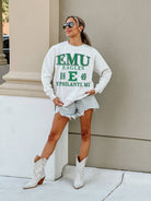 EASTERN MICHIGAN EAGLES ALLEGIANCE PREMIUM FLEECE DROP SHOULDER CREWNECK PULLOVER