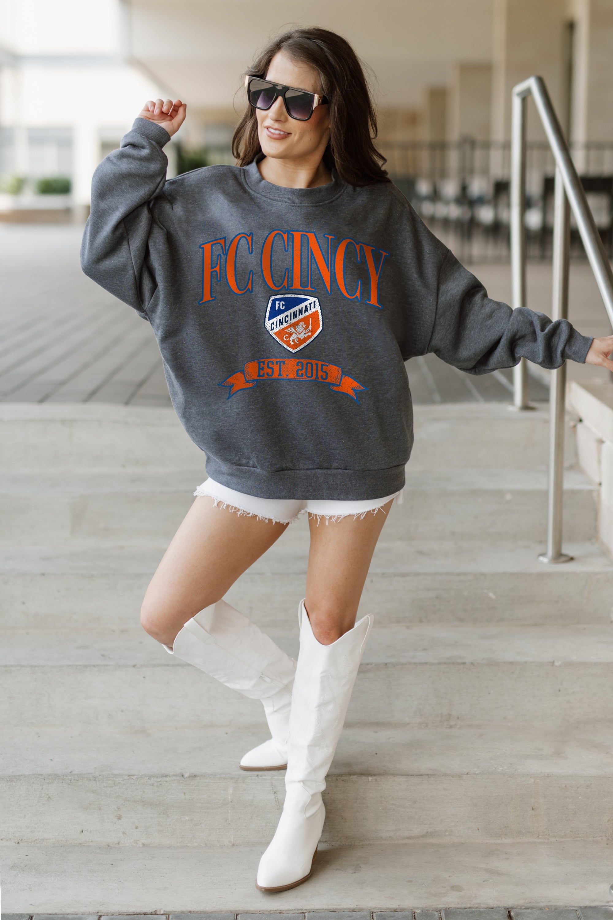 FC CINCINNATI SEAL THE DEAL PREMIUM FLEECE DROP SHOULDER CREWNECK PULLOVER