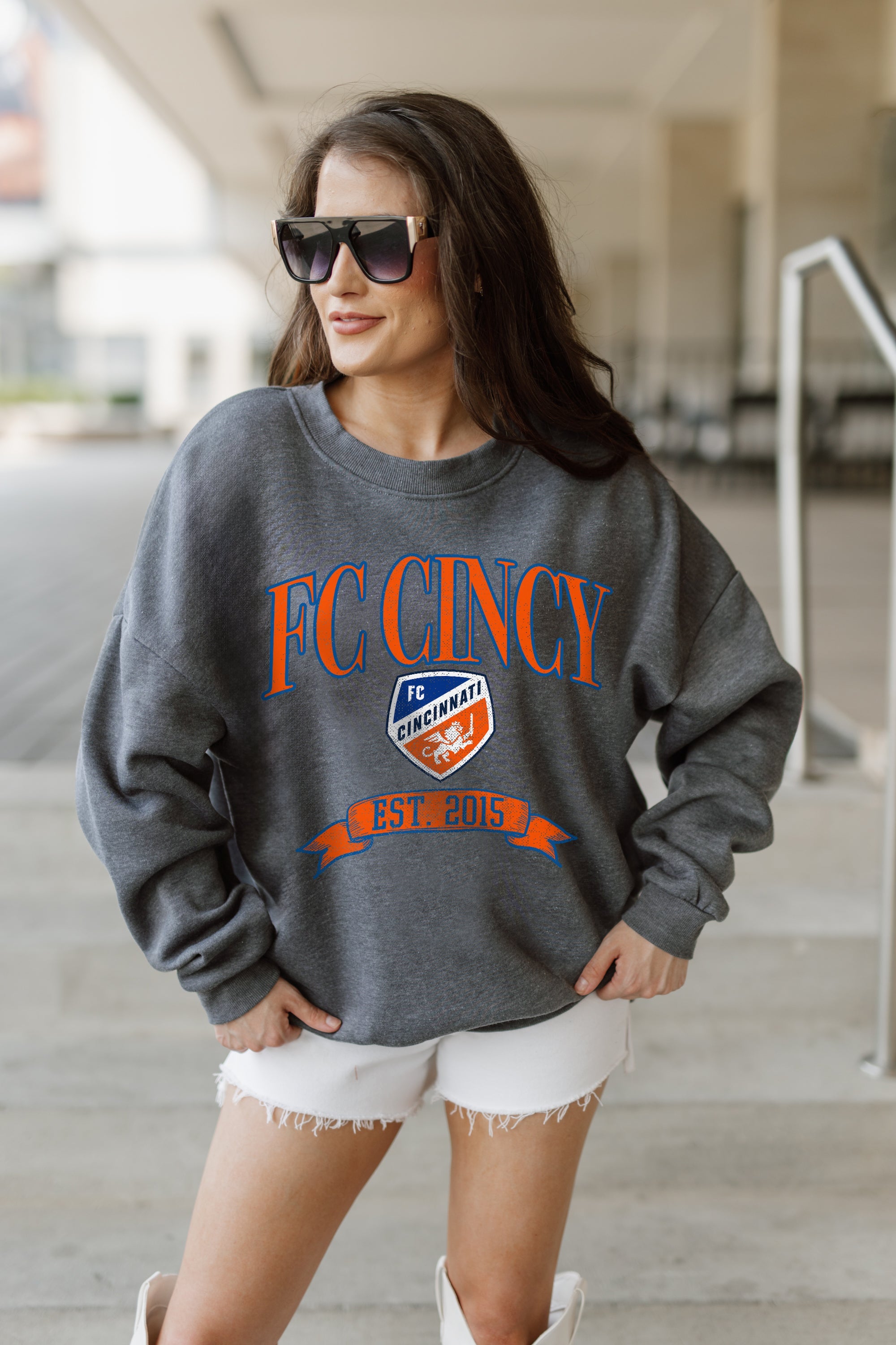 FC CINCINNATI SEAL THE DEAL PREMIUM FLEECE DROP SHOULDER CREWNECK PULLOVER