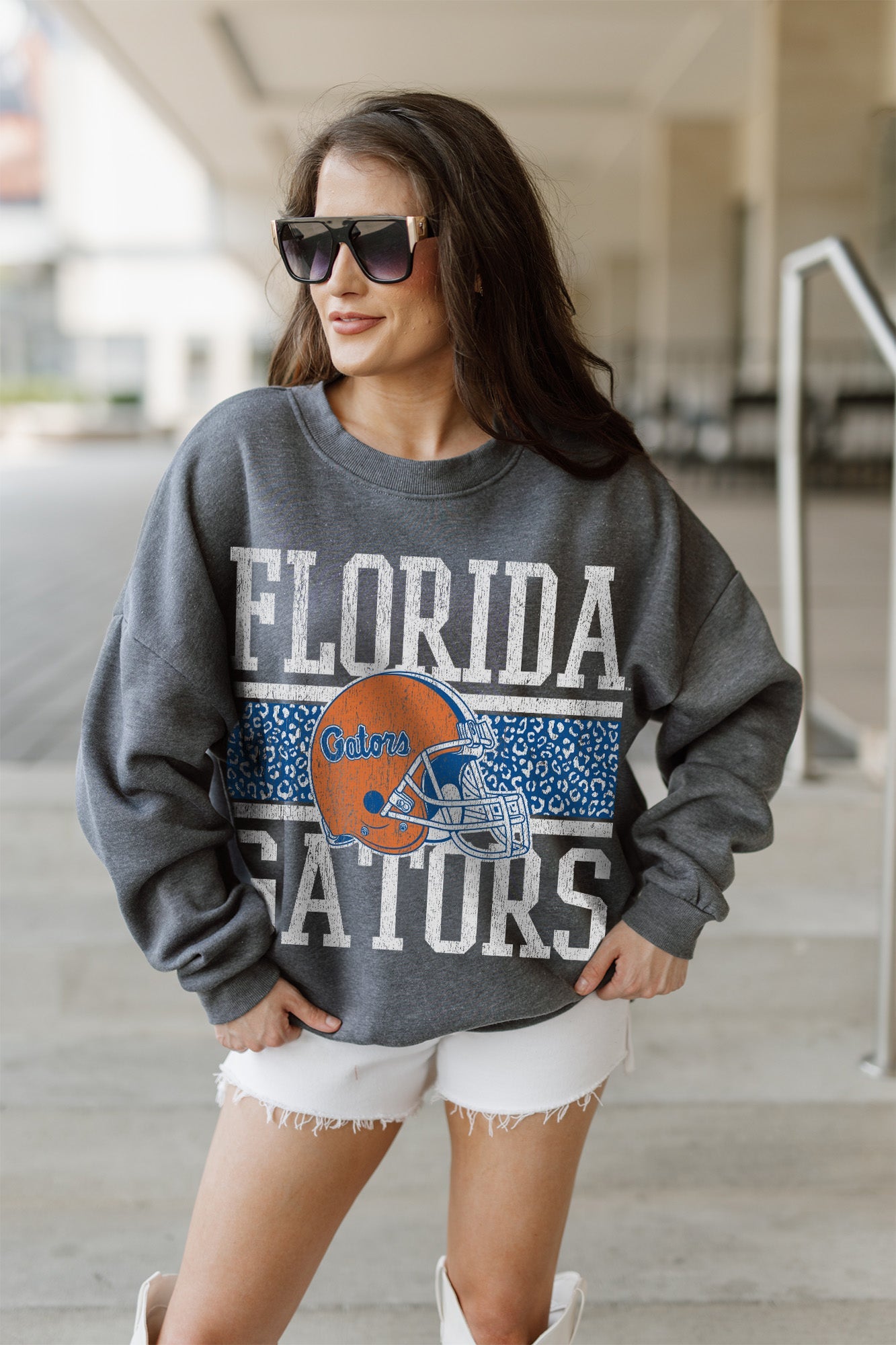 FLORIDA GATORS WILD TAILGATE PREMIUM FLEECE DROP SHOULDER CREWNECK PULLOVER