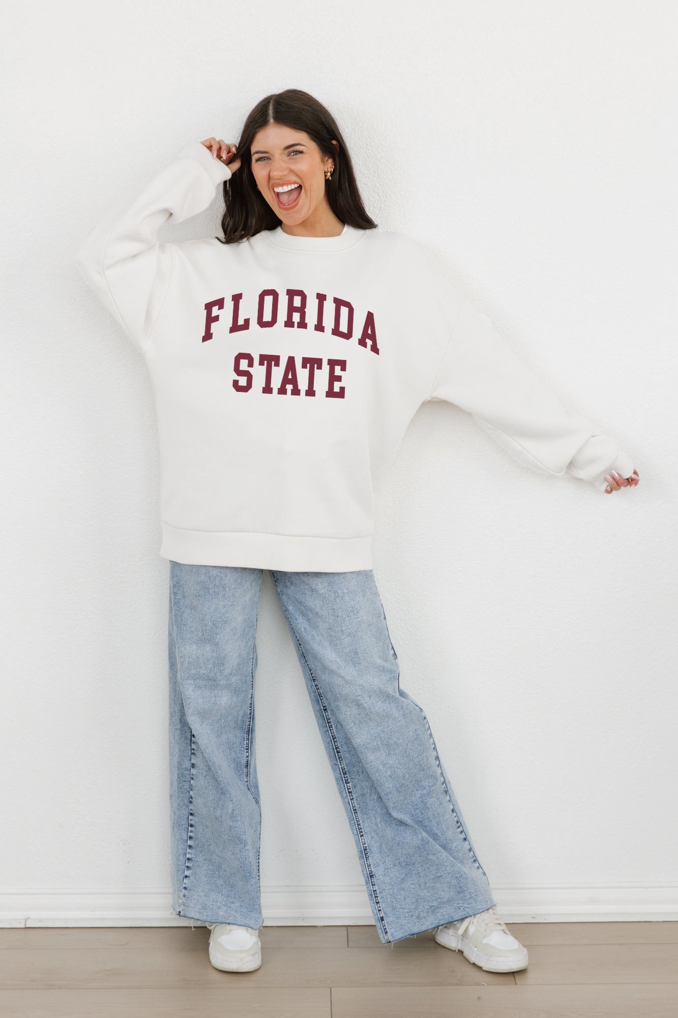 FLORIDA STATE SEMINOLES ALL-STAR STYLE PREMIUM FLEECE DROP SHOULDER CREWNECK PULLOVER BY MADI PREWETT TROUTT