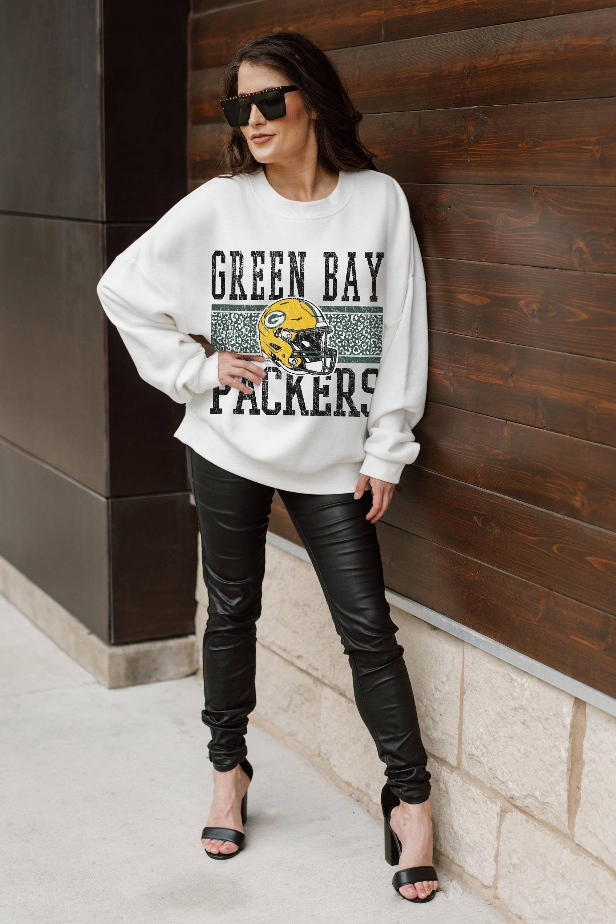 GREEN BAY PACKERS FAIR CATCH PREMIUM FLEECE DROP SHOULDER CREWNECK PULLOVER