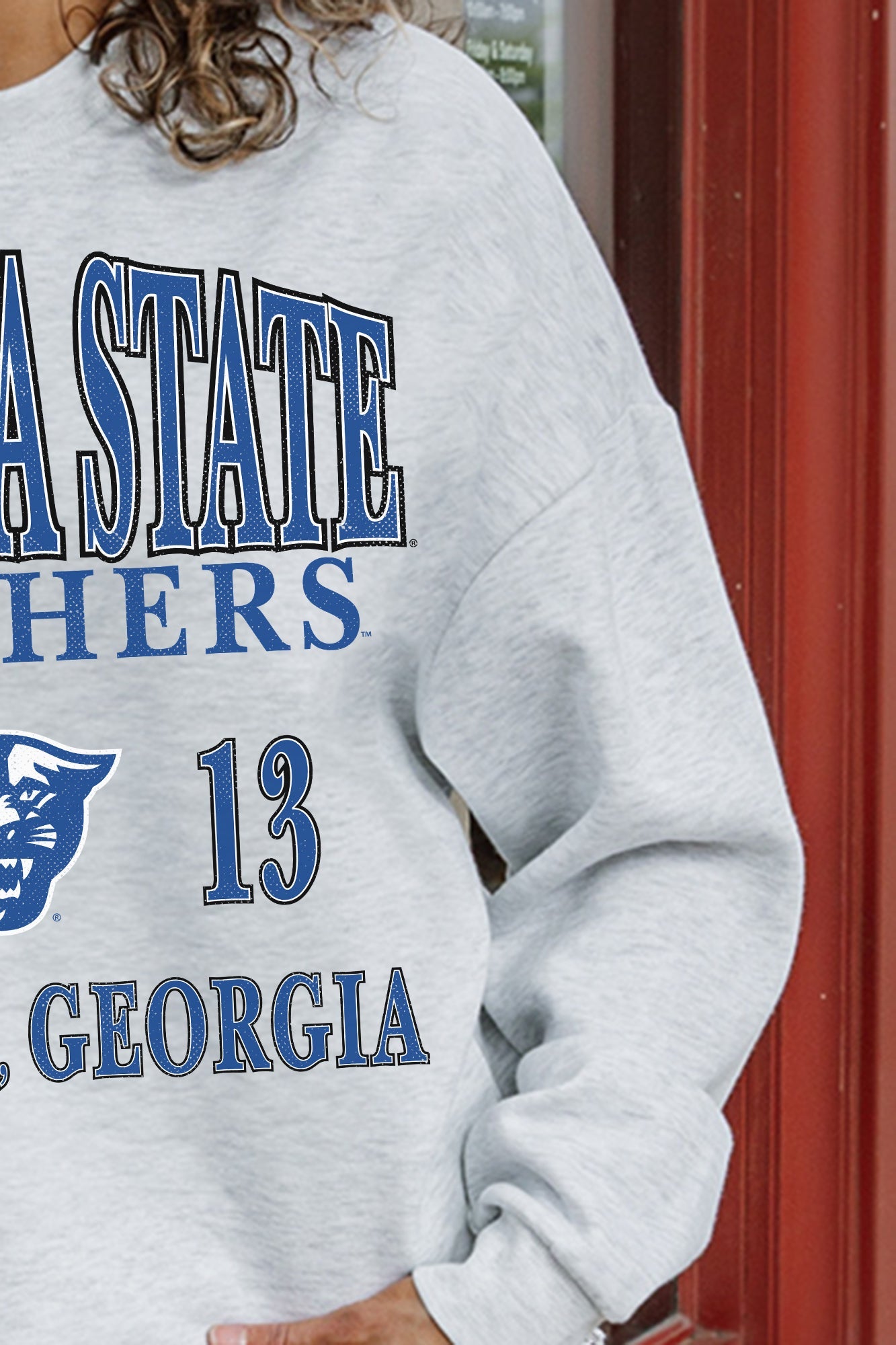 GEORGIA STATE PANTHERS ALLEGIANCE PREMIUM FLEECE DROP SHOULDER CREWNECK PULLOVER