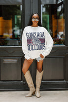 GONZAGA BULLDOGS FAIR CATCH PREMIUM FLEECE DROP SHOULDER CREWNECK PULLOVER