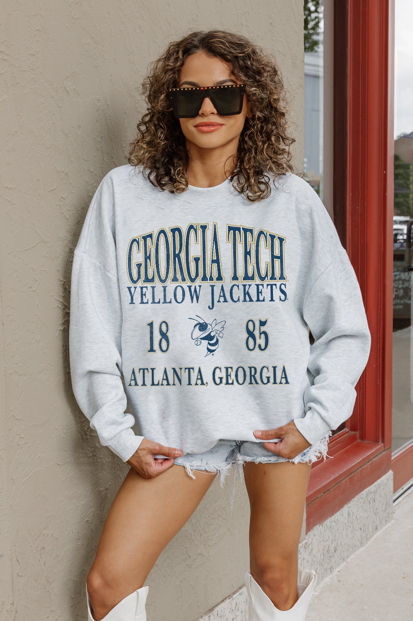 GEORGIA TECH YELLOW JACKETS ALLEGIANCE PREMIUM FLEECE DROP SHOULDER CREWNECK PULLOVER