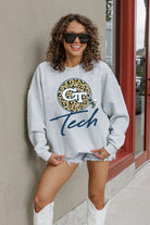 GEORGIA TECH YELLOW JACKETS GOING WILD PREMIUM FLEECE DROP SHOULDER CREWNECK PULLOVER